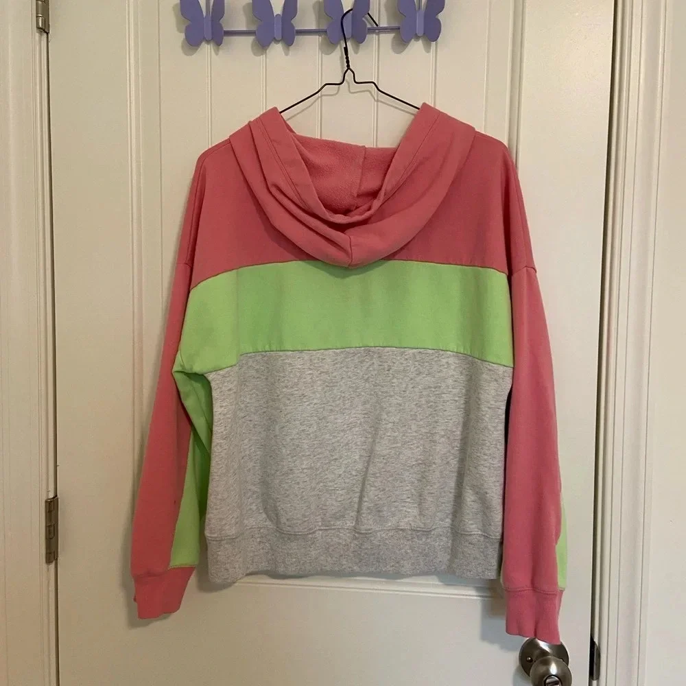 Justice girl’s tri-colored‎ quarter zip hoodie — XL